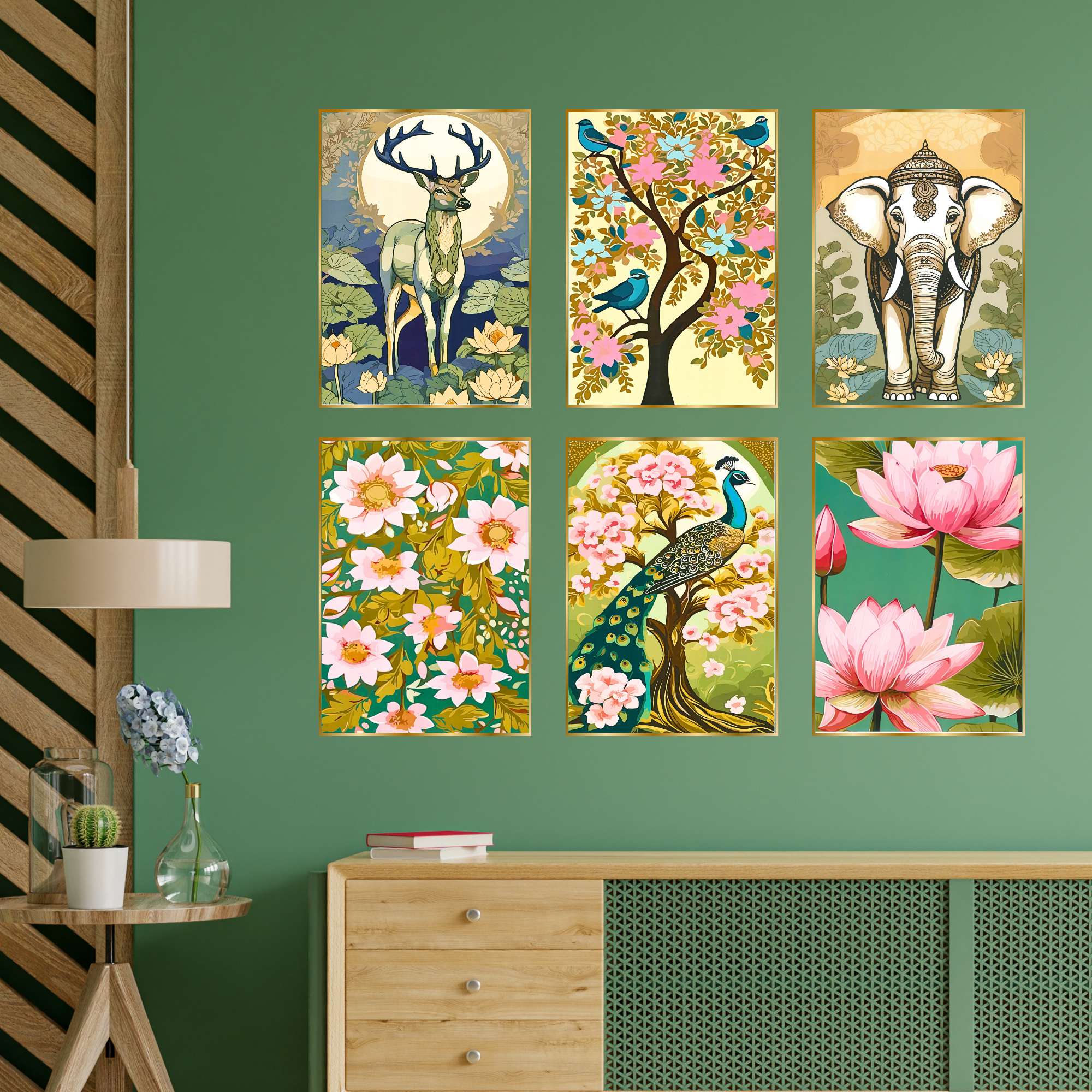 Set of Six Wall Paintings for Wall Dacoration Golden Framed Wall Paintings for Living Room & Bedroom Wall Art for Home Decoration & Office Wall Décor (17x13 inch CH-GD6-7) - Image 3